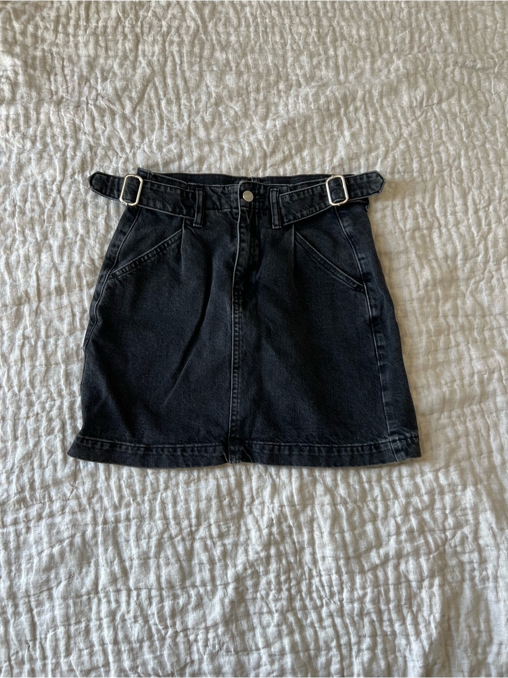 Topshop black denim skirt
